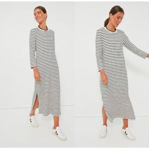 Tuckernuck Pomander Place Striped Gio Maxi Dress Sz L White Black Cotton Preppy